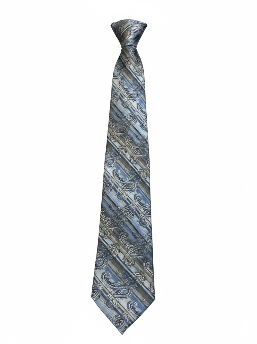 Enro Est 1919 Mens Blue Silver Gray Paisley 100% Silk Neck Tie